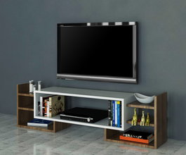 Hanah Home Mueble de TV Blanco y Nogal